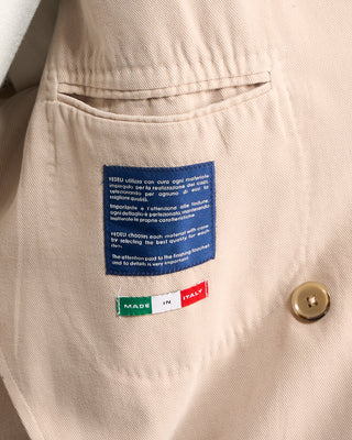 Fedeli Super Soft Drill Cotton Double Breasted Blazer Beige 6321