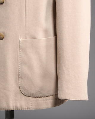Fedeli Super Soft Drill Cotton Double Breasted Blazer Beige 6324