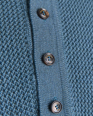 Piacenza 1733 Openwork Stitch Polo Sweater Teal 0 5