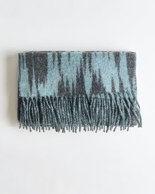 Piacenza 1733 Plush Digital Jacquard Alpaca  Wool Scarf Aqua  Charcoal 