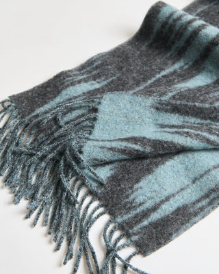 Piacenza 1733 Plush Digital Jacquard Alpaca  Wool Scarf Aqua  Charcoal  5