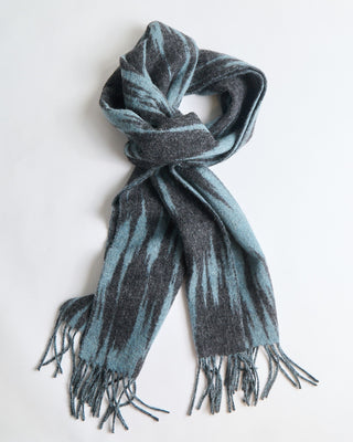 Piacenza 1733 Plush Digital Jacquard Alpaca  Wool Scarf Aqua  Charcoal  6