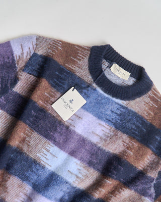 Piacenza 1733 Horizontal Stripes Crewneck Sweater Blue  1