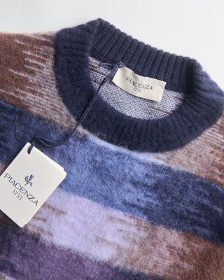 Piacenza 1733 Horizontal Stripes Crewneck Sweater Blue  3