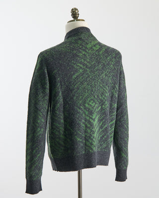 Piacenza 1733 Wool Girocollo Punto Jaquard Pixel Pettinato Sweater Charcoal  Green  5