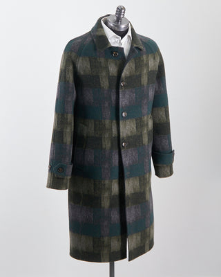 Piacenza 1733 Raglan Overcoat Double Sfoderato Teal  Black 