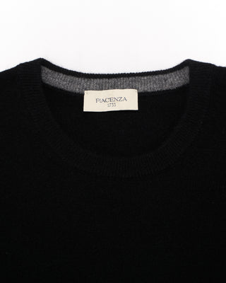 Piacenza 1733 12 Gauge Wool  Cashmere Crewneck Black 1 4843