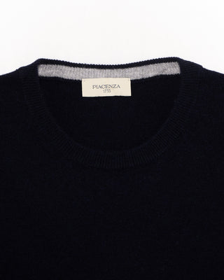 Piacenza 1733 12 Gauge Wool  Cashmere Crewneck Navy 7 1 4847