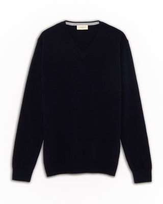 Piacenza 1733 12 Gauge Wool  Cashmere V Neck Navy 6 4849