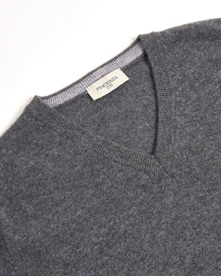 Piacenza 1733 12 Gauge Wool  Cashmere V Neck Grey 3244