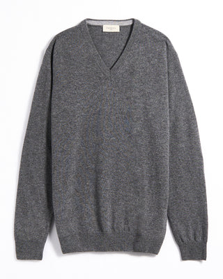 Piacenza 1733 12 Gauge Wool  Cashmere V Neck Grey 6 3203