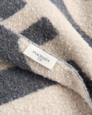 Piacenza 1733 Plush Boiled Alpaca Blend Stripe Extra Long Scarf Grey  Tan 2 4462