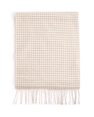 Piacenza 1733 Silk  Cashmere Houndstooth Dressy Scarf Tan 4 4454