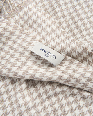 Piacenza 1733 Silk  Cashmere Houndstooth Dressy Scarf Tan 5 4455