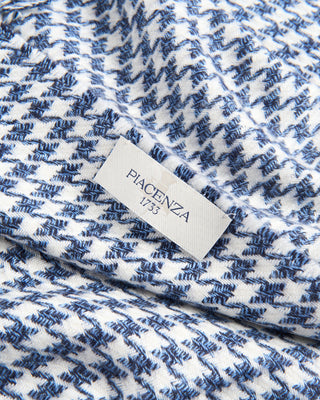 Piacenza 1733 Silk  Cashmere Houndstooth Dressy Scarf Blue 5 4459