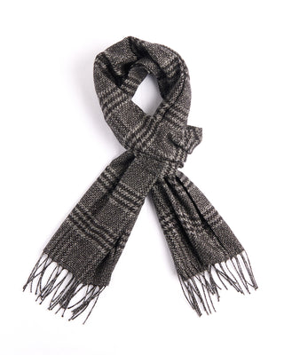 Piacenza 1733 Silk  Cashmere Prince Of Wales Dressy Scarf Black  White 1 4442