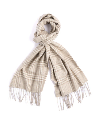 Piacenza 1733 Silk  Cashmere Prince Of Wales Dressy Scarf Tan 4450