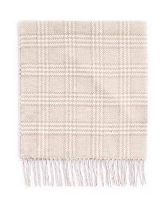 Piacenza 1733 Silk  Cashmere Prince Of Wales Dressy Scarf Tan 4 4452