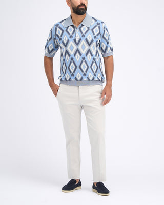 Piacenza 1733 Argyle Pattern Polo Light Blue 12 11321