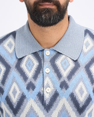 Piacenza 1733 Argyle Pattern Polo Light Blue 14 11323