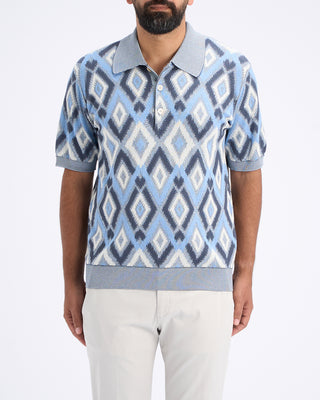 Piacenza 1733 Argyle Pattern Polo Light Blue 5 11318