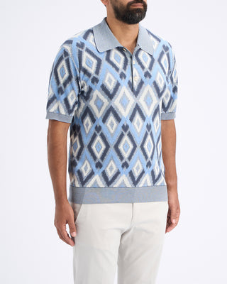 Piacenza 1733 Argyle Pattern Polo Light Blue 6 11319