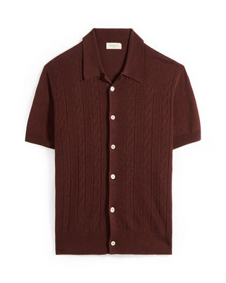 Piacenza 1733 Links Weave Short Sleeve Shirt Brown 3 9378