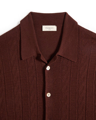 Piacenza 1733 Links Weave Short Sleeve Shirt Brown 4 9379