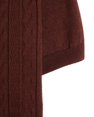 Piacenza 1733 Links Weave Short Sleeve Shirt Brown 5 9380
