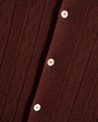 Piacenza 1733 Links Weave Short Sleeve Shirt Brown 6 9381