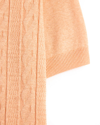 Piacenza 1733 Links Weave Short Sleeve Shirt Peach 4 9371