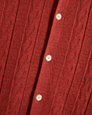 Piacenza 1733 Links Weave Short Sleeve Shirt Brick 4 9360