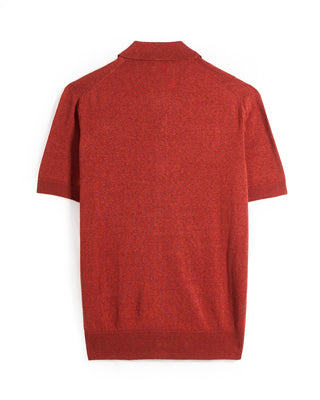 Piacenza 1733 Links Weave Short Sleeve Shirt Brick 7 9362