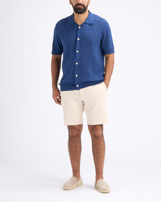 Piacenza 1733 Links Weave Short Sleeve Shirt Blue 10 10830