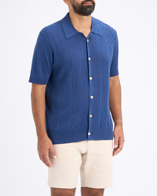 Piacenza 1733 Links Weave Short Sleeve Shirt Blue 3 10835