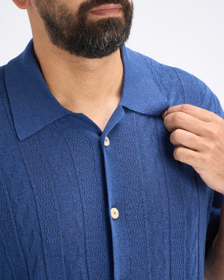 Piacenza 1733 Links Weave Short Sleeve Shirt Blue 6 10833