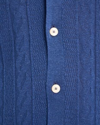 Piacenza 1733 Links Weave Short Sleeve Shirt Blue 7 10832