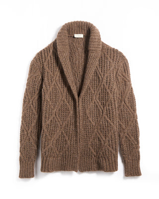 Piacenza 1733 3 Gauge Baby Alpaca Fluffy Diamond Cob Stitch Cardigan Chestnut 5 6075