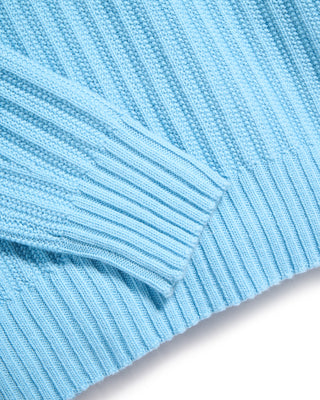 Piacenza 1733 5 Gauge Geelong Wool Exaggerated Button Mockneck Sweater Light Blue 9 6068