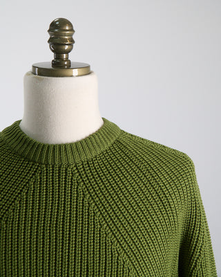 Batoner Raglan Sleeve Ribbed Signature Crewneck Sweater Green 1384