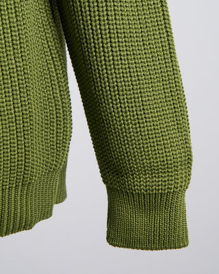 Batoner Raglan Sleeve Ribbed Signature Crewneck Sweater Green 1386