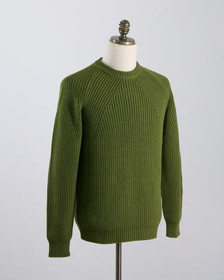 Batoner Raglan Sleeve Ribbed Signature Crewneck Sweater Green 1388