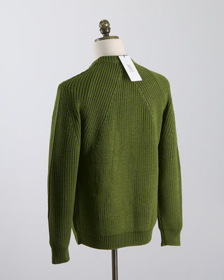 Batoner Raglan Sleeve Ribbed Signature Crewneck Sweater Green 1389