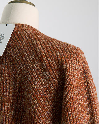 Batoner Wool Alpaca Melange Raglan Sleeve Ribbed Crewneck Sweater Brick 1265
