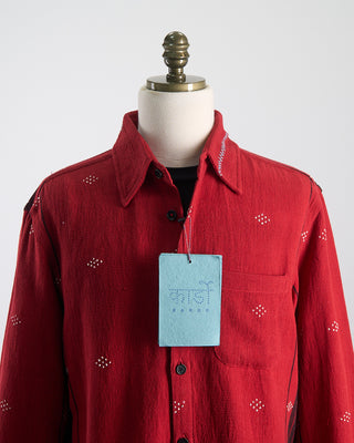 Kardo Relaxed Fit Handloom Cotton Luis Artisan Overshirt Red 0 2