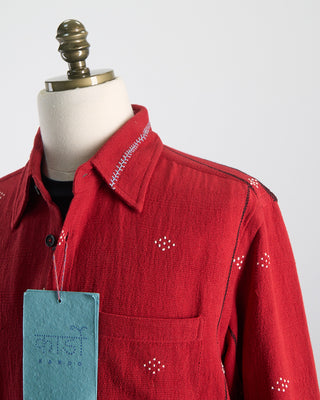 Kardo Relaxed Fit Handloom Cotton Luis Artisan Overshirt Red 0 4