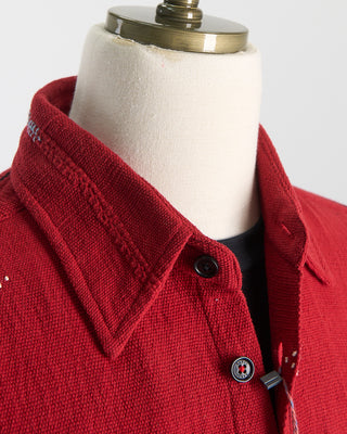 Kardo Relaxed Fit Handloom Cotton Luis Artisan Overshirt Red 0 5