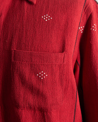Kardo Relaxed Fit Handloom Cotton Luis Artisan Overshirt Red 0 8