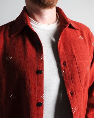 Kardo Relaxed Fit Handloom Cotton Luis Artisan Overshirt Red fw24