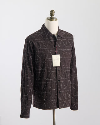 Kardo Relaxed Fit Kantha Style Hand Stitched Gianni Overshirt Chocolate 0